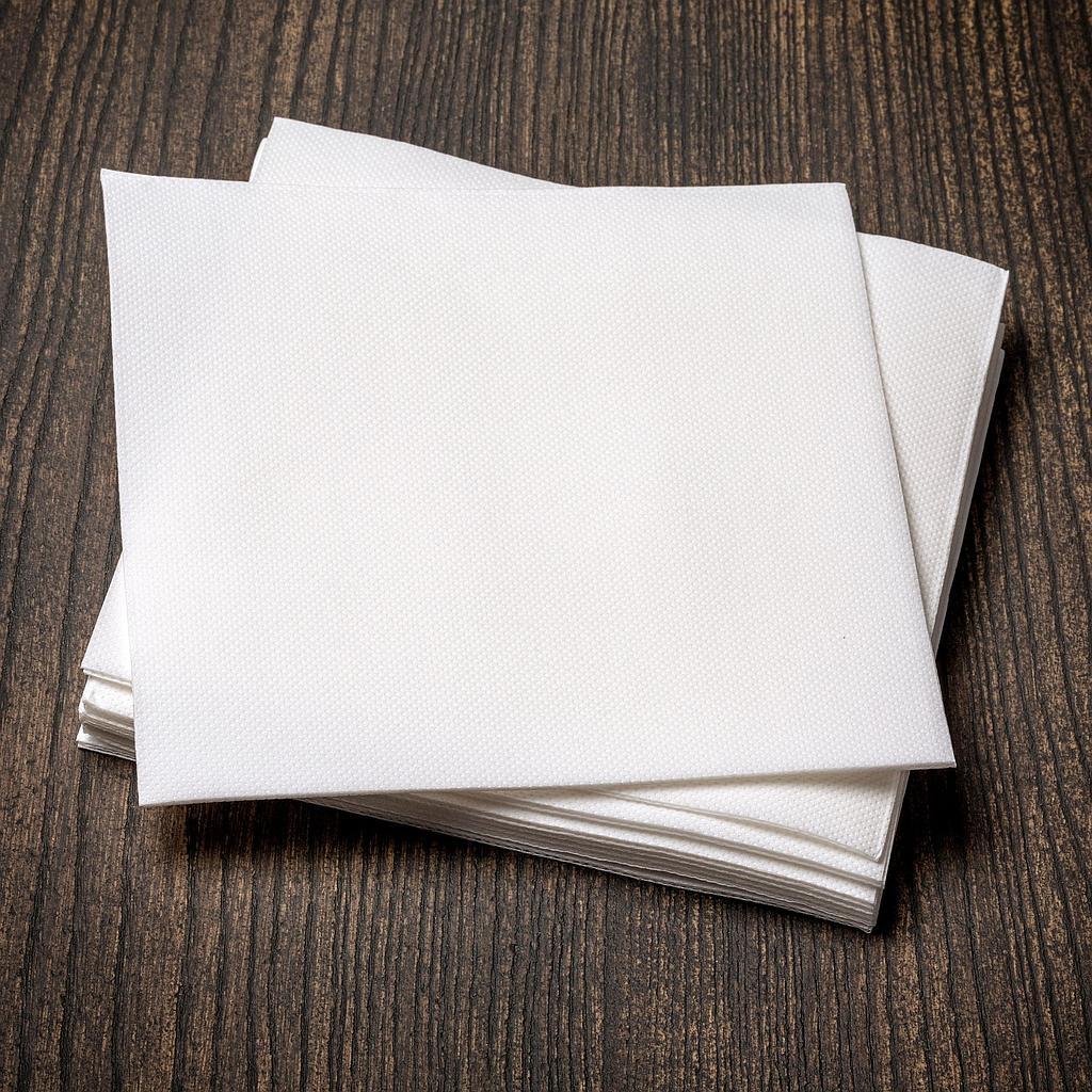 Serviette de table en papier blanc et argenté